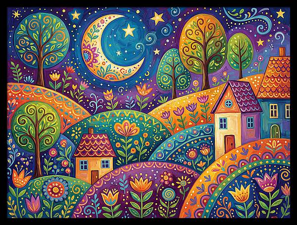 Moonlit Folk Landscape