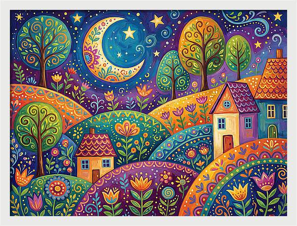 Moonlit Folk Landscape