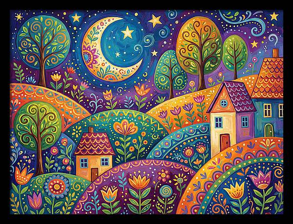 Moonlit Folk Landscape