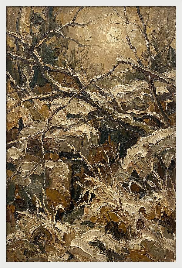 Moonlit Frost Over Nature