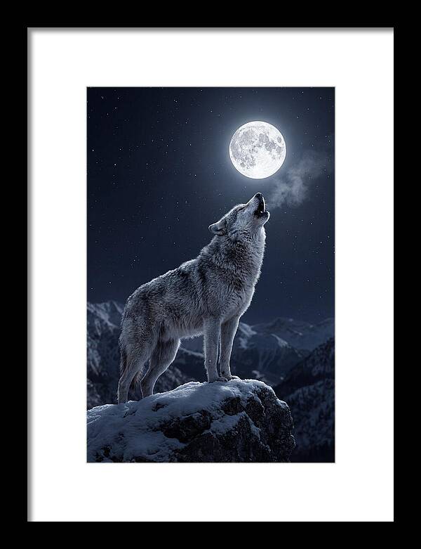Moonlit Howl Of The Gray Wolf