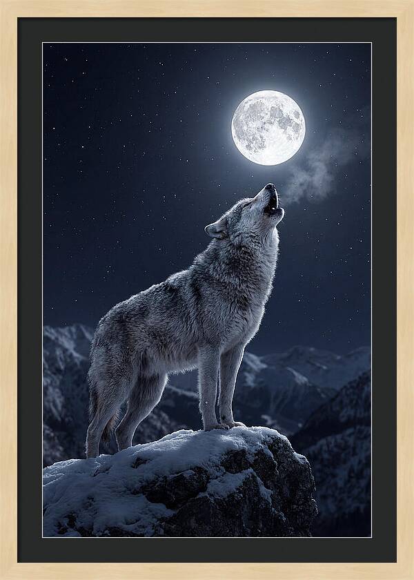 Moonlit Howl Of The Gray Wolf