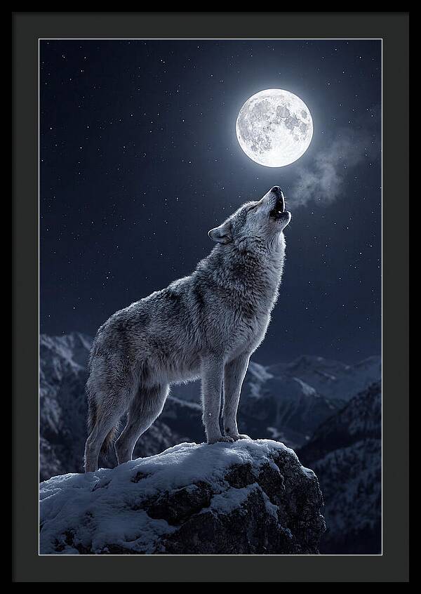 Moonlit Howl Of The Gray Wolf
