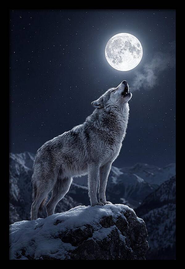 Moonlit Howl Of The Gray Wolf