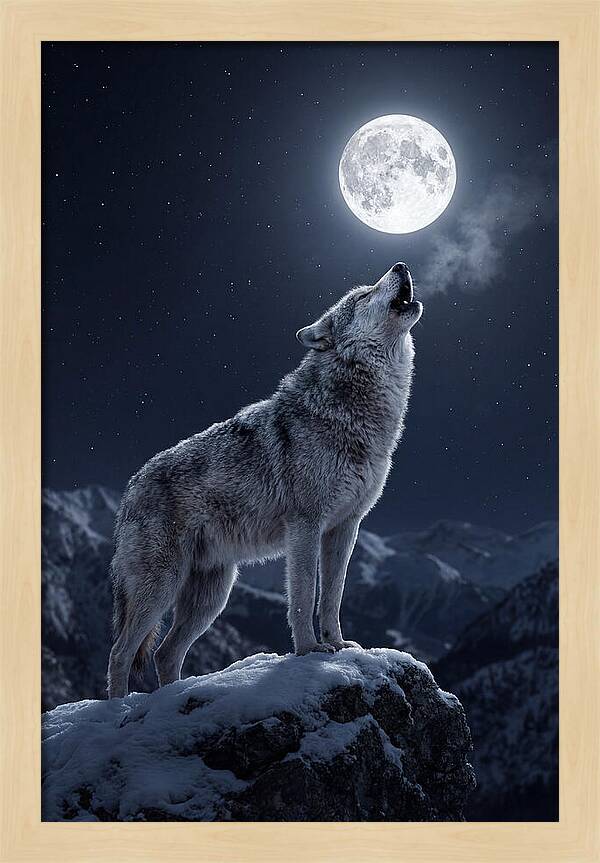 Moonlit Howl Of The Gray Wolf