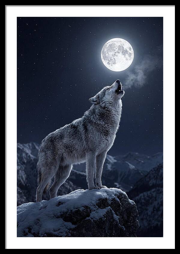 Moonlit Howl Of The Gray Wolf