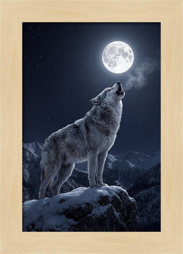 Moonlit Howl Of The Gray Wolf