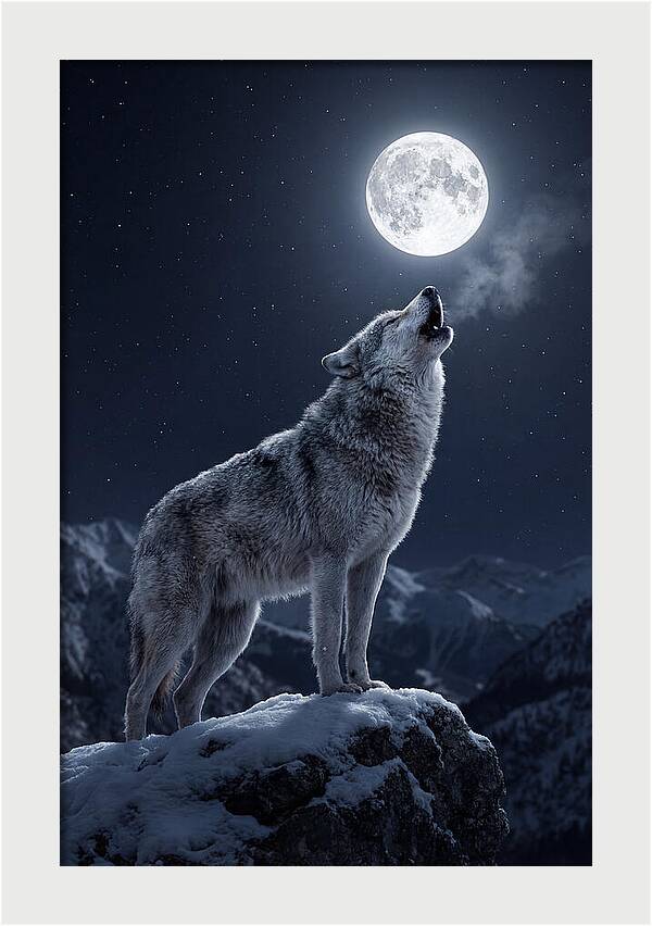 Moonlit Howl Of The Gray Wolf