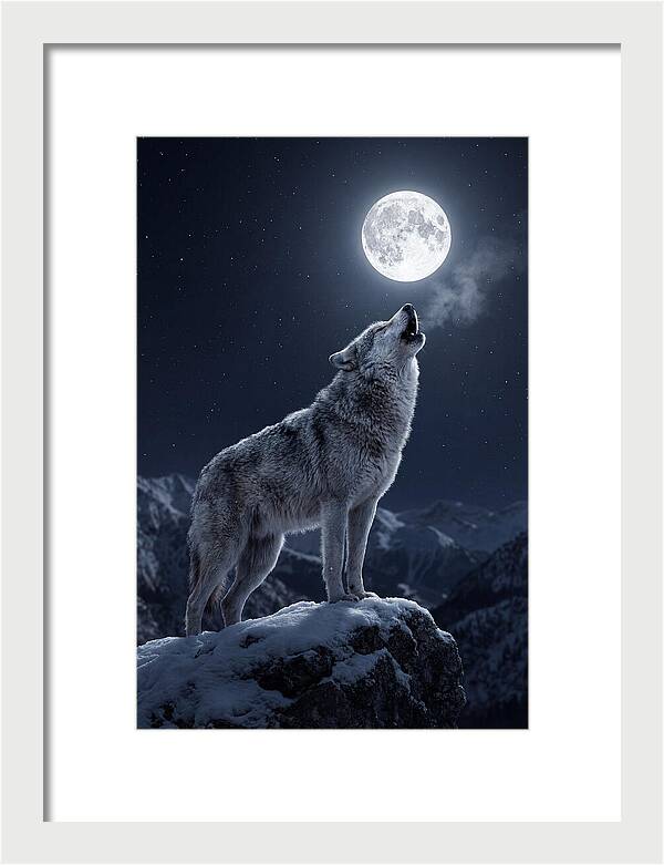 Moonlit Howl Of The Gray Wolf