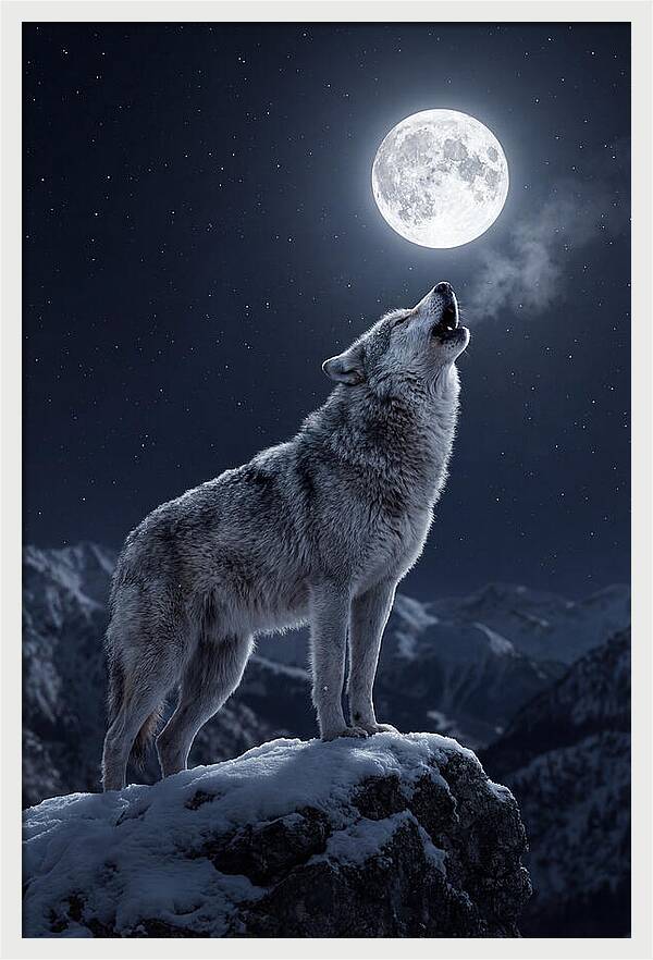 Moonlit Howl Of The Gray Wolf