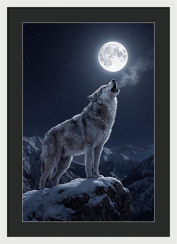 Moonlit Howl Of The Gray Wolf