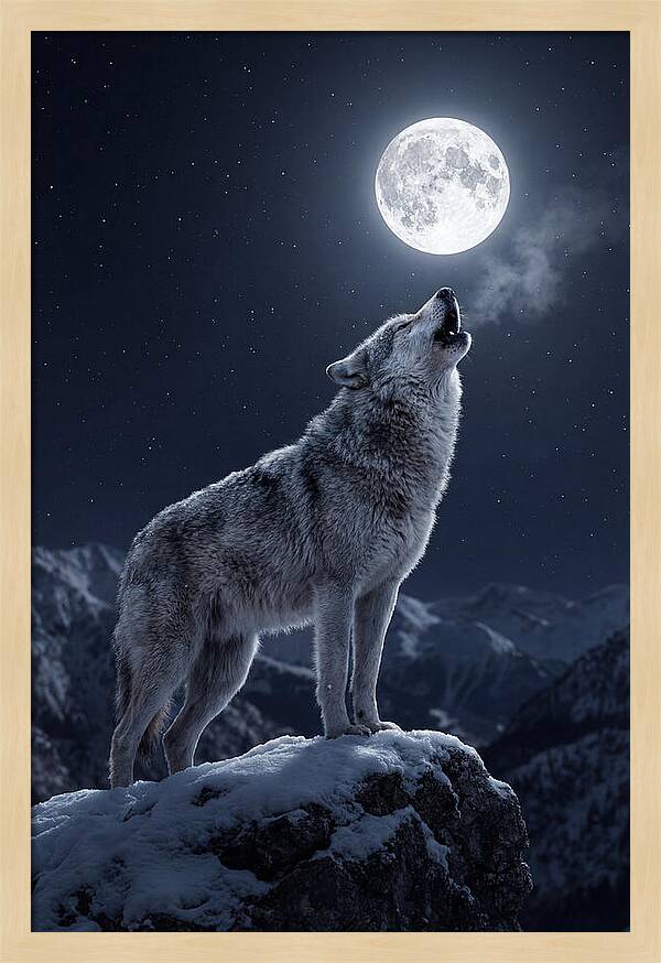 Moonlit Howl Of The Gray Wolf