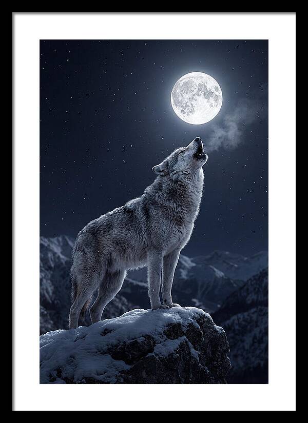 Moonlit Howl Of The Gray Wolf