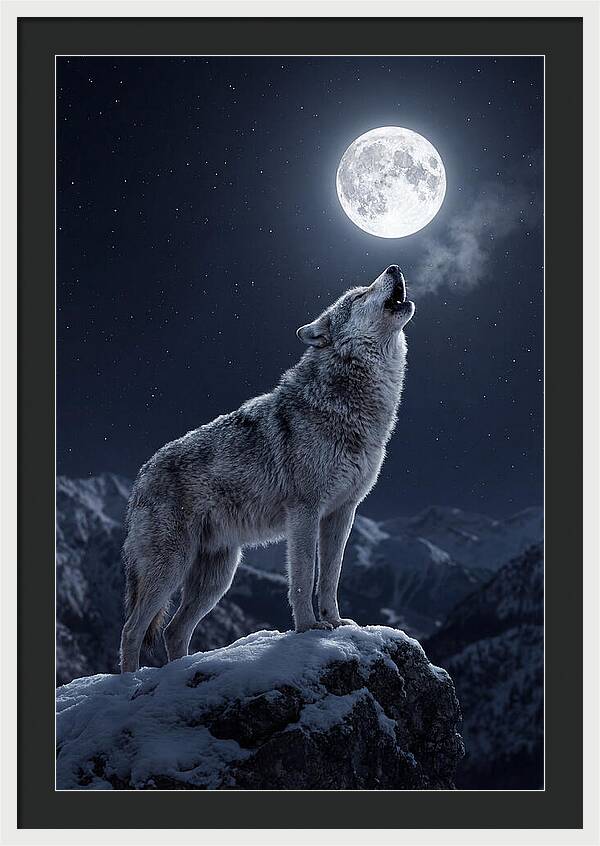 Moonlit Howl Of The Gray Wolf