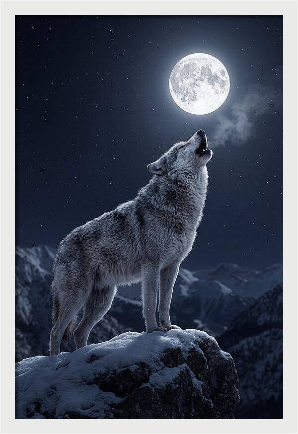 Moonlit Howl Of The Gray Wolf