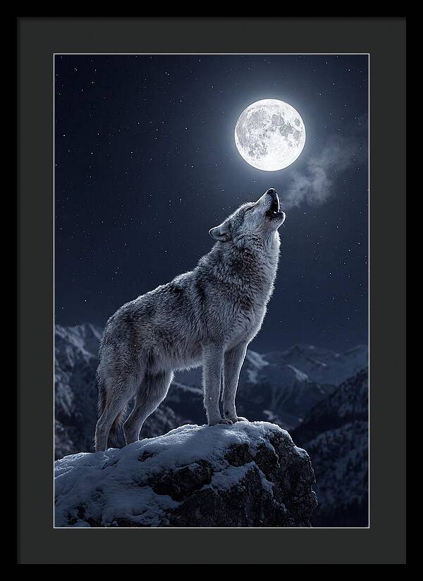 Moonlit Howl Of The Gray Wolf
