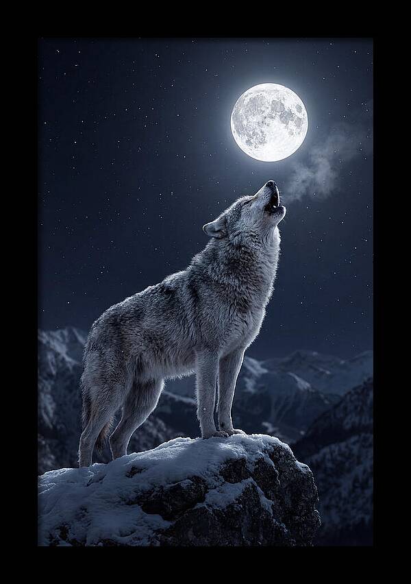 Moonlit Howl Of The Gray Wolf