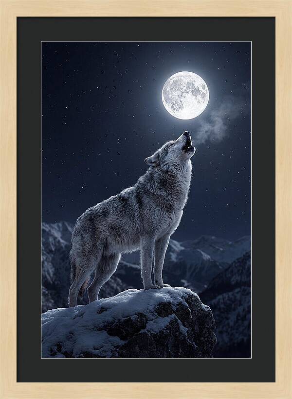 Moonlit Howl Of The Gray Wolf