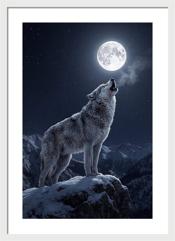 Moonlit Howl Of The Gray Wolf