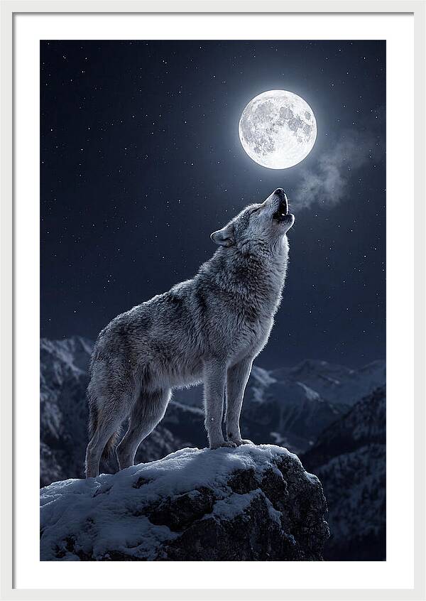 Moonlit Howl Of The Gray Wolf