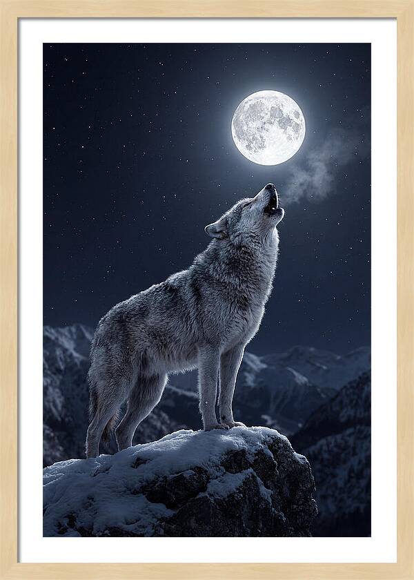 Moonlit Howl Of The Gray Wolf