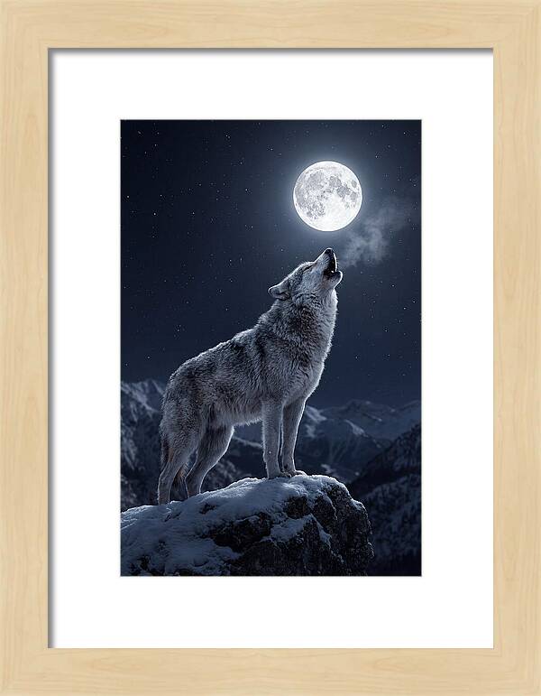 Moonlit Howl Of The Gray Wolf