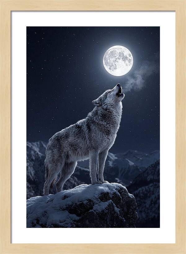 Moonlit Howl Of The Gray Wolf