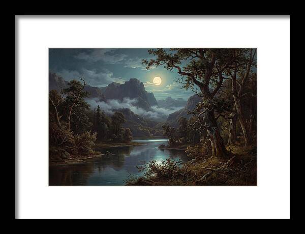 Moonlit Mountain Reflection