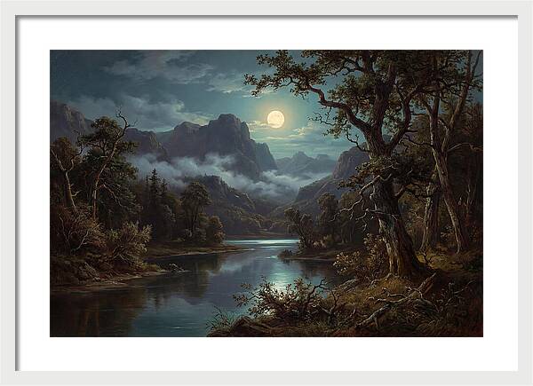 Moonlit Mountain Reflection