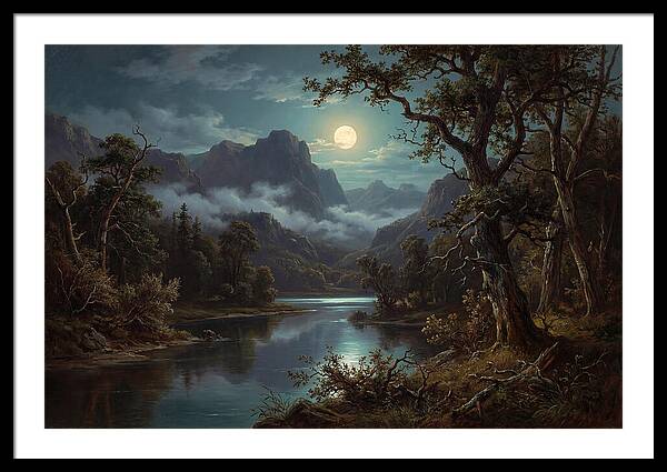 Moonlit Mountain Reflection