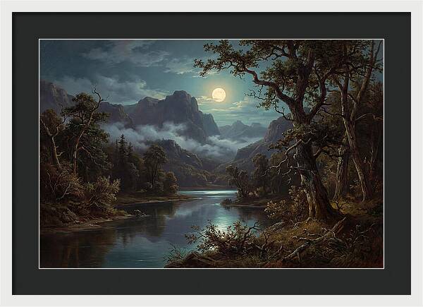 Moonlit Mountain Reflection
