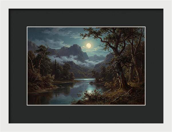 Moonlit Mountain Reflection