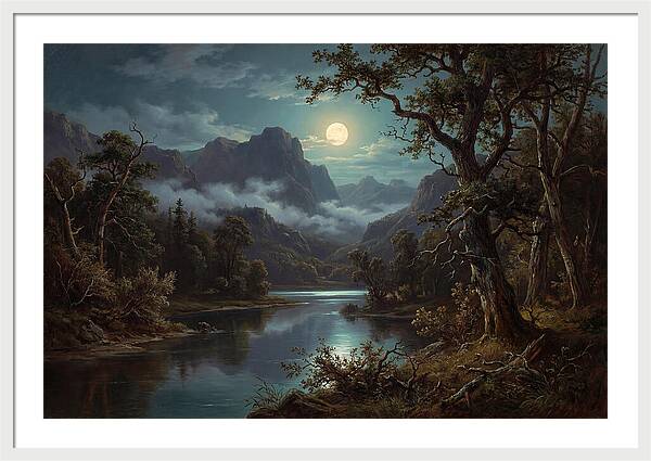 Moonlit Mountain Reflection