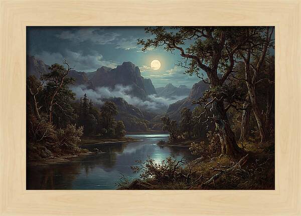 Moonlit Mountain Reflection