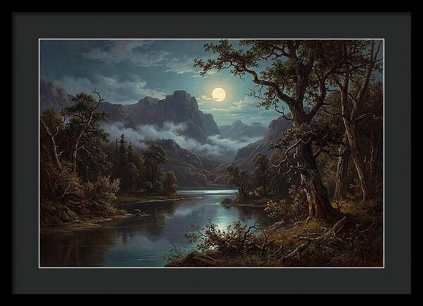 Moonlit Mountain Reflection