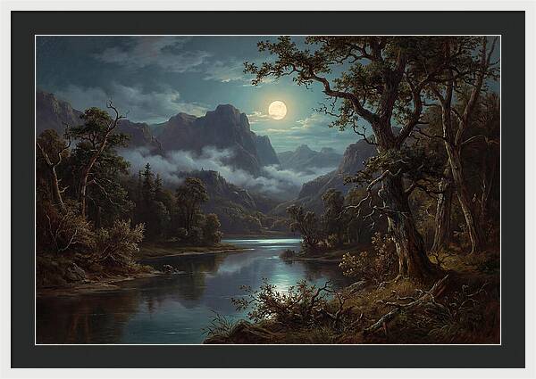 Moonlit Mountain Reflection