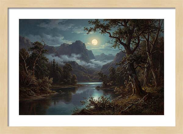 Moonlit Mountain Reflection