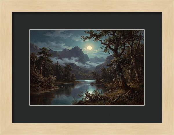 Moonlit Mountain Reflection