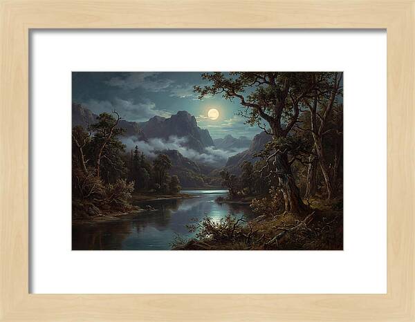 Moonlit Mountain Reflection
