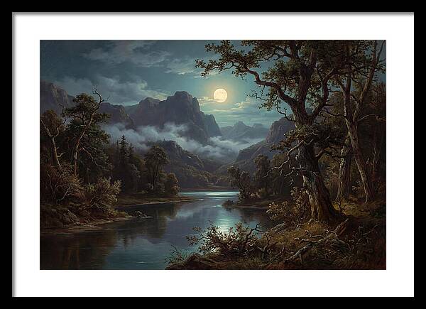 Moonlit Mountain Reflection
