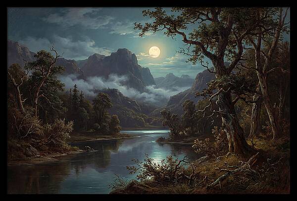 Moonlit Mountain Reflection