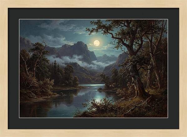 Moonlit Mountain Reflection