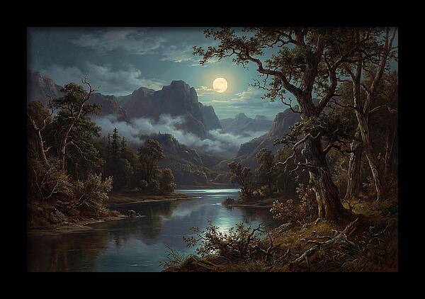 Moonlit Mountain Reflection