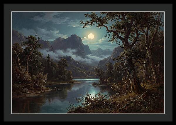 Moonlit Mountain Reflection