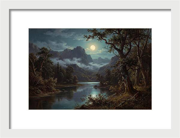 Moonlit Mountain Reflection