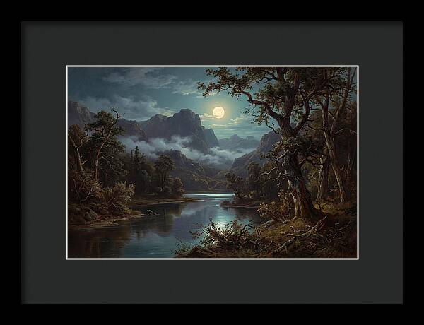 Moonlit Mountain Reflection