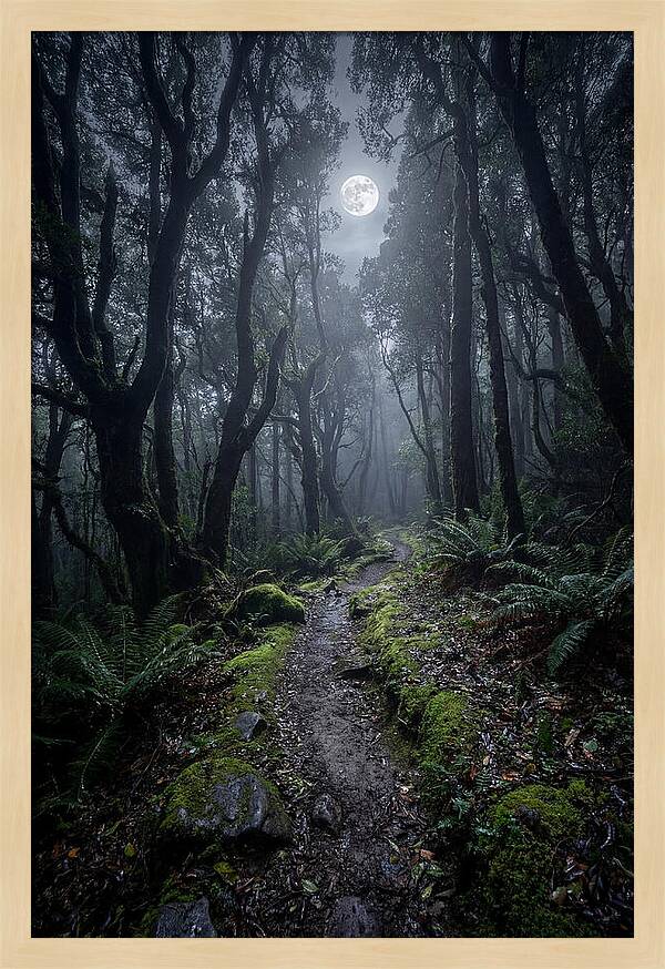 Moonlit Path Through The Forest