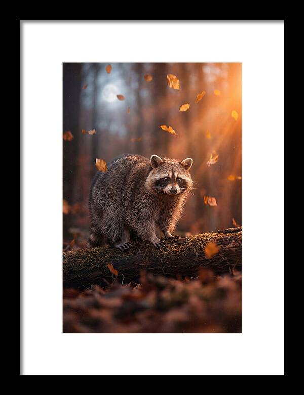 Moonlit Raccoon In Autumn