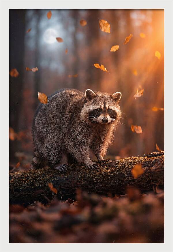 Moonlit Raccoon In Autumn