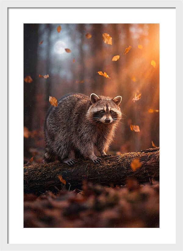 Moonlit Raccoon In Autumn